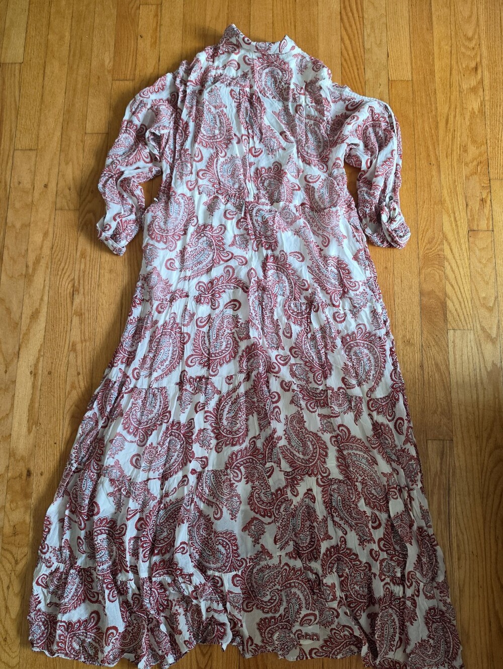 Anthropologie Allaire Maxi Shirt Dress Boho Paisley No Belt Brick Red Sz XL - Picture 4 of 8